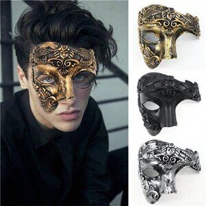 Vintage Men's Half Face One-Eyed Masquerade Mask, Ancient Roman Greek